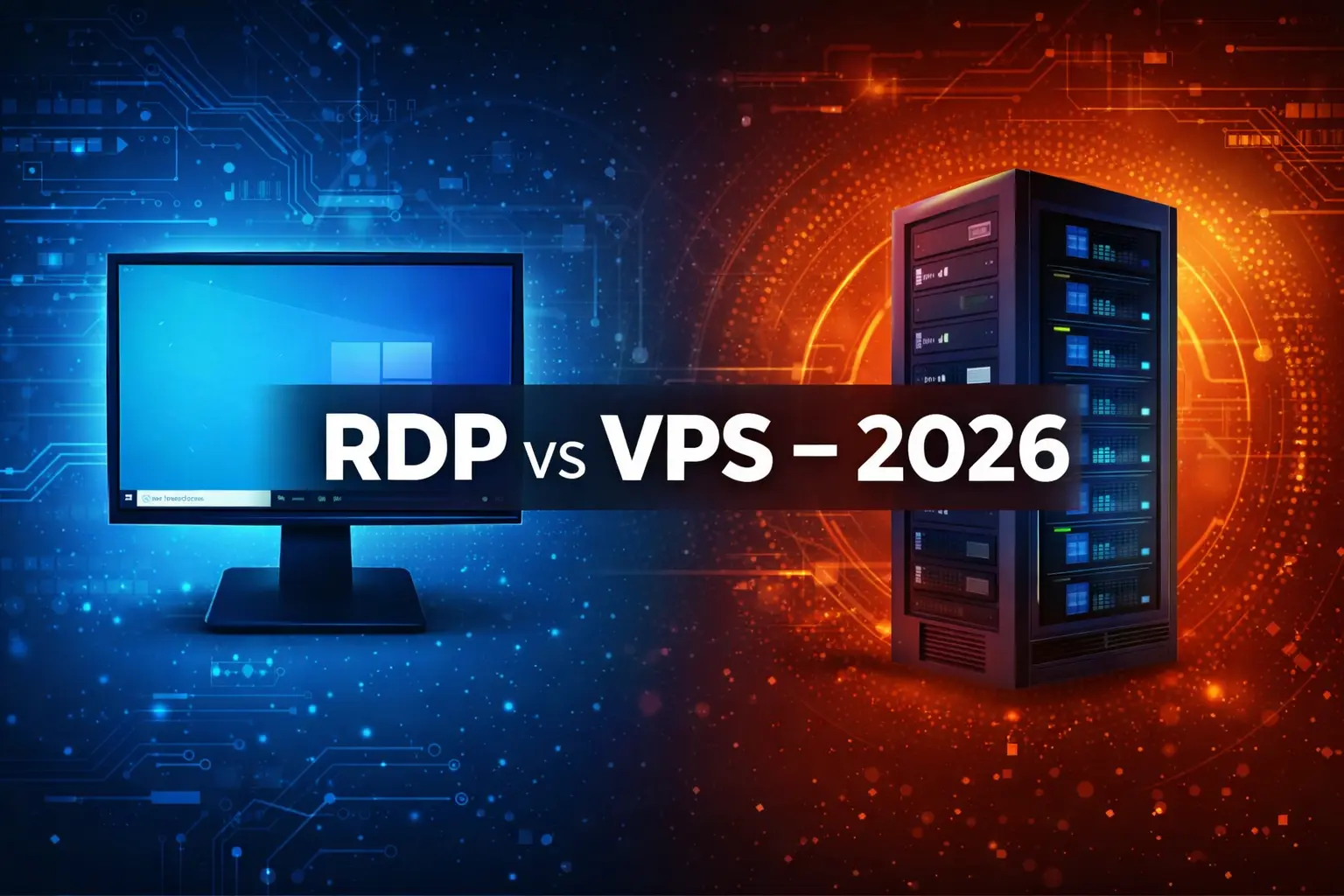 RDP vs VPS comparison showing Windows desktop and VPS server differences